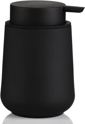 YAUKPH Matte Black Liquid Hand Soap Dispenser Plastic 11 oz – Modern Minimalist Style for Bathroom & Kitchen Countertop Refillable