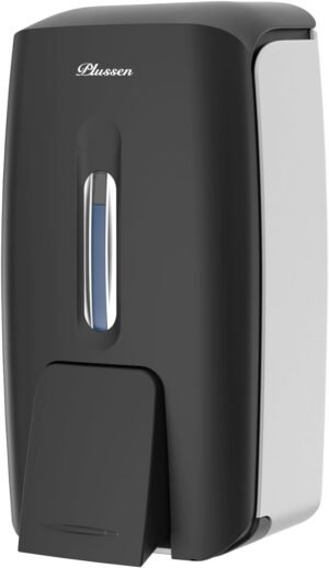 Soap Dispenser Wall Mount Adhesive Commercial Soap Dispenser 800ml No Drill Hand Sanitizer Dispenser for Bathroom Support Liquid and Gel,Black-PN9088