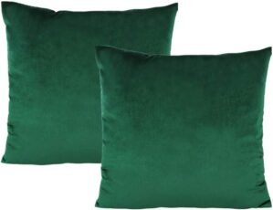 VAKADO Throw Pillow Covers 18×18 Set of 2 Emerald Green Velvet Decor Dark Forest Christmas Decorative Xmas Cushion Couch Euro Pillowcases Home Bed Decoration for Sofa Bedroom Office