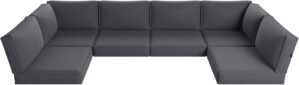 Aoxun Replacement Cushions for Outdoor Furniture, 14-Piece Outdoor Cushions for Patio Furniture, Deep Seat, Splash-Proof & Fade Resistant Couch Cushion for 6-Seat Patio Conversation Sets, Grey
