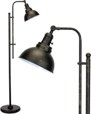 VONLUCE Floor Lamp for Living Room, 65″ Tall Industrial Floor Lamp, Adjustable Height & Head Vintage Metal Standing Reading Pole Lamp for Bedroom, Office, Farmhouse
