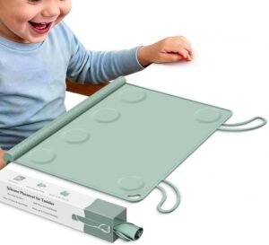 Silicone Placemat for Toddler Eating: Wipe Clean & Roll Up in The Diaper Bag – Table Mat for Restaurant/Travel/On-The-Go