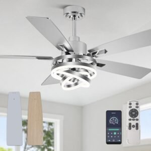 52″ Ceiling Fan with Light Chandelier Fan Modern DC Motor Dimmable Led Fandelier Ceiling Fan with Light for Bedroom, Living Room
