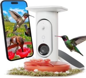 Birdbuddy Smart Solar Pro Hummingbird Feeder with Camera – AI Bird Identification, 2K Video, 5MP Photos, Outdoor Hanging, Gift for Bird Watching