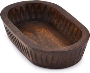Samhita Mango Wood Decorative Bowls for Home Décor, Decorative Long Wooden Bowl for Table Centerpiece (10″ x 6″ x 2″)