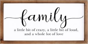 Family Sign for Home Decor, Farmhouse Family Wall Decor with Wood Frame for Wall, Kitchen, Living Room, Bathroom, Bedroom