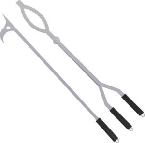 40″ Fire Tongs Firewood Grabbers and Fire Poker Set, Stainless Steel Large Log Grabbers for Outdoor Fireset Fire Pit Bonfire Campfire Backyard Deck Indoor Fireplace Tools Set