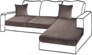 BT.WA Sectional Couch Covers for 3-Piece Seat Cushion Velvet Separate L Shape Couch Cover Stretch Sofa Slipcover with 2 Pieces Pillowcases Furniture Protector (Sofa 2 Seater + 1 Chaise, Coffee)