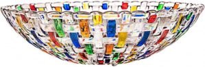 MAGCOLOR Hand Painted Colorful Woven Glass Crystal Salad & Fruit Bowl Decoration,Centerpiece For Home,Office,Wedding Decor, Fruit, Snack, Dessert, Server