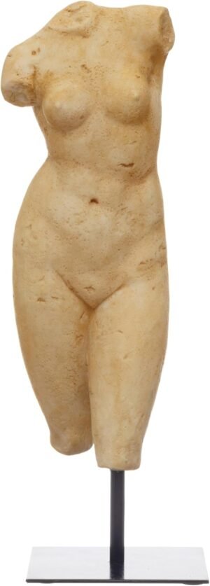 Creative Co-Op Resin Female Body Figure on Metal Stand, Plaster Finish, Natural