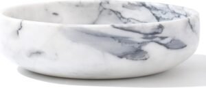 6.7″ Decorative Bowl – Natural Marble Key Bowl & Centerpiece (White & Grey)