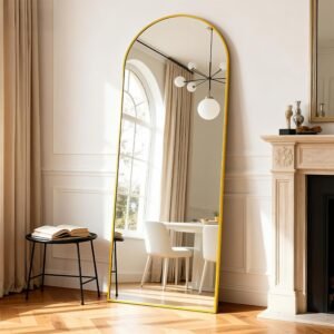 Simple Deluxe Arched Full Length Mirror, 71″x26″Large Floor Mirrors, for Wall Door Bedroom Bathroom Living Room (Gold)