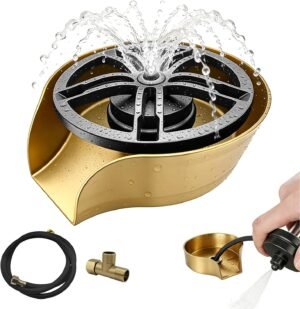 Glass Rinser for kitchen Bar Cafe sinks, featuring a 360° swivel high-pressure spout and a pull-out spray gun, designed for cleaning coffee cups, baby bottles, and wine glasses(Gold)