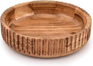 Kaizen Casa Decorative Bowls Hand Carved Home Decor for Dining Table Centerpiece Decor Wood Bowl Home Party Wedding Décor (10″ X 10″ X 2.5”)