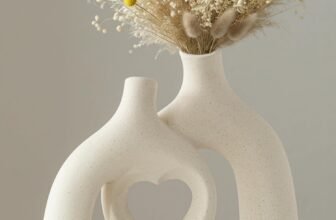 Lvases Modern Ceramic Vase, Snuggle Heart-Shaped Abstract Sculpture Vases, Minimalist Boho Home Decor for Living Room Shelf & Table Centerpiece Decorative Vase (Milky White)
