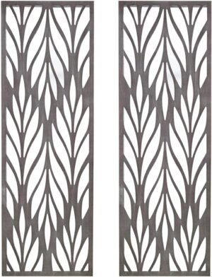 Madison Park Florian Wall Art – Carved Wooden Botanical Leaves Framed, Natural Sheen Finish – Modern Décor for Living Room, Ready to Hang Bedroom Decoration, 12″W x 36″H x 1″D, Reclaimed Grey 2 Piece