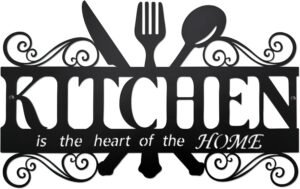 BiaGift Metal Kitchen Wall Decor,Kitchen Signs Decoraions For Wall,Rustic Kitchen Decor Sign,Country Farmhouse Decoration for Kitchen or Dining Room,13.8×8.8 Inches (Black),BiaGift1126-2