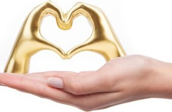 Small Heart Hands Sculpture Decor for Living Room Bedroom Bookshelf Coffe Table and Office Display, Love Finger Statue Modern Aesthetic Home Decor, Unique Gift for Wedding Christmas Birthday (Gold)