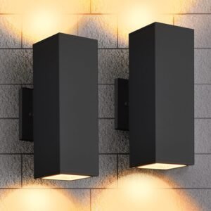 Outdoor Wall Lights, 2 Pack Waterproof Exterior Lighting Fixtures, Anti-Rust Outdside Light Fixture Black Aluminum Porch Lights for Garage House