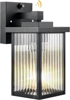 Dusk to Dawn Outdoor Wall Light Fixture, Waterproof Exterior Porch Light with Tempered Glass, Wall Lantern for House Front Door Garage Patio