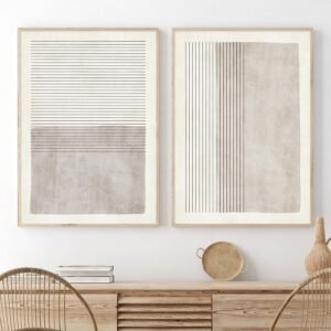 Gray Beige Abstract Wall Art Black Minimalist Line Art Gray Modern Artwork Abstract Gray Painting Minimalist Beige Poster Modern Line Art Prints Neutral Minimalist Wall Art for Bedroom 16x24inx2 No Frame