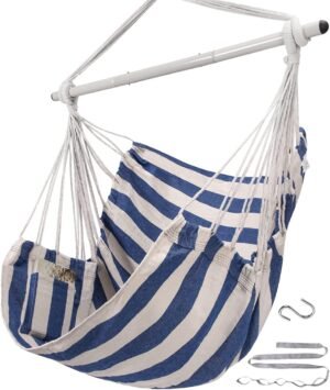 ADVOKAIR Hammock Chair Swing, Heavy-Duty Hanging Rope Swing Seat Supports 500 Lbs, Ideal for Outdoor Patio, Backyard, Porch, Deck & Indoor Bedroom Use