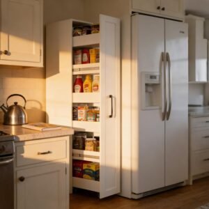 Tall Slim Rolling Storage Cabinet on Wheels 6-Tier Next to Fridge 12 inch Cart Narrow Pull-out Skinny Spice Rack Side of Refrigerator Slide-out Shelf Pantry Cabinet for Kitchen, Laundry Room White