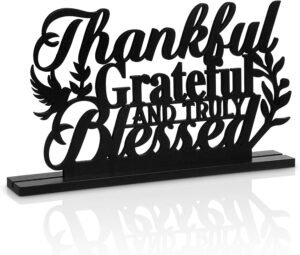 Geetery Inspirational Table Centerpieces Wooden Religious Inspirational Home Decoration Motivational Blessed Table Decor for Home Kitchen Office Faith Christian Gifts Supplies Decor(Thankful)
