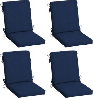 Arden 4-Pack Outdoor Patio Dining Chair Cushion, 20×44, Rain-Proof Seat Pad, Fade-Resistant Outdoor Cushion Sapphire Blue Leala