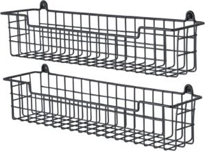 Spice Rack Organizer Wall Mount, Spice Organization Storage Shelf for Cabinet Door, 2 Packs Wall Spice Rack Saving Space for Kitchen, Black
