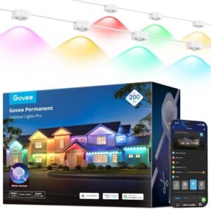 Govee Permanent Outdoor Lights Pro, 200ft with 120 RGBIC LED Lights for Daily and Accent Lighting, 75 Scene Modes for Patio Decor, IP67 Waterproof, Works with Alexa, Google Assistant, Matter, White