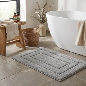 GRANNY SAYS Gray Bathroom Rugs, Bath Mats for Bathroom Non-Slip, Super Soft and Water Absorbent, Microfiber Bath Rugs, Machine Wash Dry, Bath Rugs for Floor, Tub and Shower, 16″ x 24″