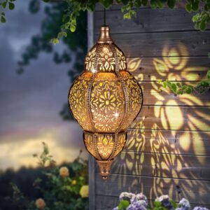 Solar Lanterns Outdoor Waterproof, Hanging Solar Lantern Garden Decor, Decorative Garden Lights for Yard, Patio, Lawn, Porch, Mother’s Day Gifts (Moroccan)