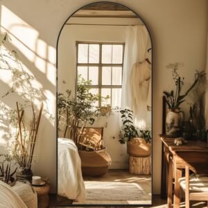 Full Length Mirror, 76″x34″ Oversized Arched Mirror Large Standing Mirrors, Tall Mirrors Body Floor Mirror for Bedroom Living Room Aluminum Frame,Black