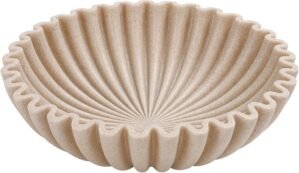 YMXYJM Large Decorative Bowl, Modern Handicraft Bowls for Home Decor, Fruit Bowl for Kitchen Counter, Ruffle Decor, Stylish Key Bowl for Entry Table, Artificial Stone Beige