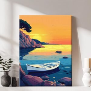 Framed Canvas Wall Art Print, Modern Ready to Hang Home Decor Landscape, Wall Hanging Decor Painting Poster Artwork for Living Room, Bedroom, Bathroom, Gift, Home Decoration 7.8 x 11 Inch V49