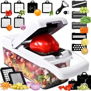 25-in-1 Vegetable Chopper with 13 Blades – Mandoline Slicer -Food Chopper w/Container – Cheese Grater – Veggie Salad Onion Chopper – Kitchen Gadget – Home Essentials – Kitchen Accessories