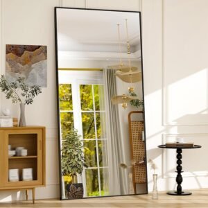 GLSLAND 76″x34″ Full Length Mirror Oversize Rectangle Full Body Mirror Aluminum Alloy Frame Freestanding Mirrors for Bedroom Living Room Dressing,Black