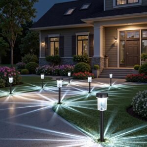 Outdoor Solar Lights for Yard 8 Pack, Solar Pathway Lights Waterproof 6000K Cold White LED Landscape Lighting for Garden Outside Landscape Lawn Driveway Walkway Path Patio