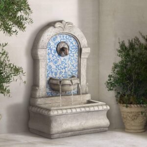 Manhasset 30 1/4″ High Large Italian Outdoor Decor Blue Faux Stone Floor Fountain Standing Waterfall Tiered Cascading Water Feature for Outside Garden Patio Yard Backyard Porch Deck – John Timberland