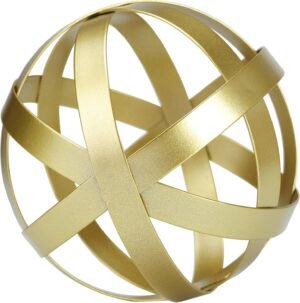 Gold Decor for Living Room Bedroom Bookshelf Coffee Table, Modern Style Figurine Decorative Ornaments Home Decor for Shelves (4.5″ Modern Decorative Ball)