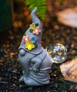 Solar Funny Garden Gnome Statue: Outdoor Sculpture Lights for Yard Lawn Porch Balcony Patio Home Decor – Birthday Gifts for Mom Women Grandma