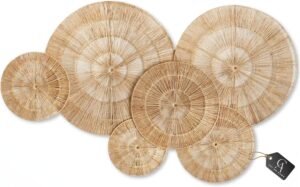 CHI AN HOME Wicker 23 Inch Jute Wall Decor Baskets, Set of 6 Extra Large Woven Jute Wall Plates, 23″,21″,15″,13″,12,10″, Decorative Baskets for Wall Arts, Wall Hanging for Bedroom, Living Room, Office