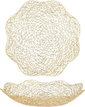 IBWell Decorative Dish for Home Decor and Centerpieces – Gold Vegetable Fruit Bowl Basket(Normal) for Kitchen Counter， Table Centerpieces for Dining Room and Living Room Decor (Gold, Normal)