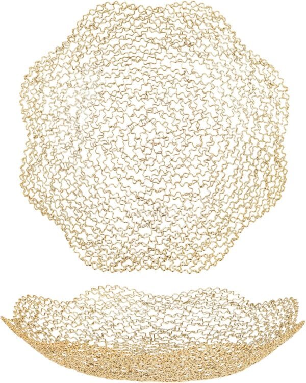 IBWell Decorative Dish for Home Decor and Centerpieces – Gold Vegetable Fruit Bowl Basket(Normal) for Kitchen Counter， Table Centerpieces for Dining Room and Living Room Decor (Gold, Normal)