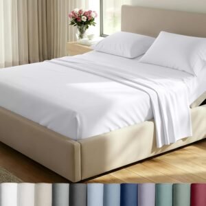 California Design Den Split King Sheets Sets for Adjustable Bed – Buttery Soft 800 Thread Count, 100% Cotton Sateen, Durable Bedding Set – White