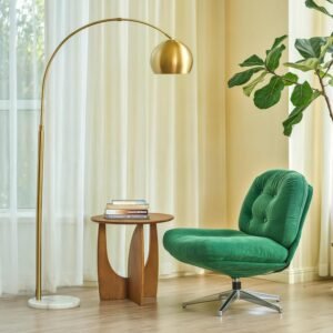 CO-Z 69″ Modern Arc Floor Lamp, Gold Standing Light with Adjustable Metal Shade and Marble Base, LED Bulb Included, Contemporary Lighting for Living Room or Sofa