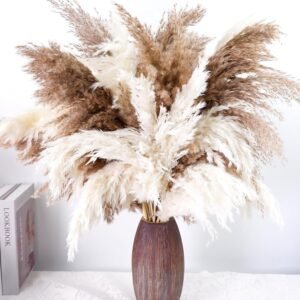 40 PCS Tall Pampas Grass for Floor Vase – 17″ Natural Fluffy Dried Pampas Grass Stems, Large 20 White & 20 Brown Pоmpas Grass, Boho Pampas for Wedding, Home Decor, Halloween, Christmas