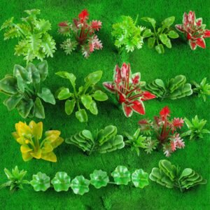 FOIMAS 100pcs Miniature Plant Set – Mini Trees, Flowers, Shrubs for Fairy Garden, Diorama, Train Scenery, Sand Architecture Model Craft Supply