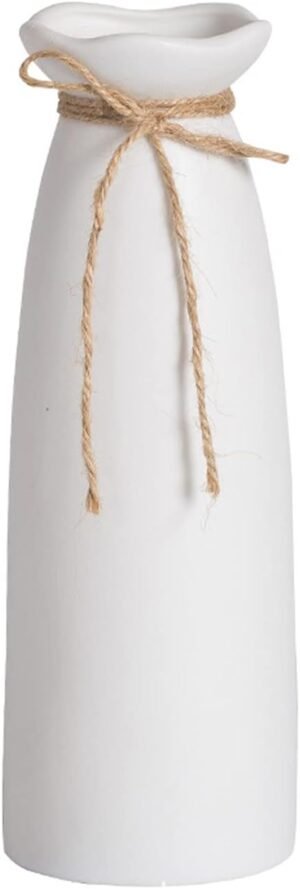 White Ceramic Vase-Flower Vase Dried Flower Vase for Modern Home Decor, Fit for Foyer Living Room Fireplace Bedroom Kitchen,Decent Gift, 8.27″ H